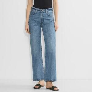 Aritzia Denim Forum The Farrah Hi-Rise Wide Leg Jean 100% Cotton Med Wash Sz 28
